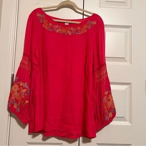 Intro. Vibrant Hot Pink Floral Blouse